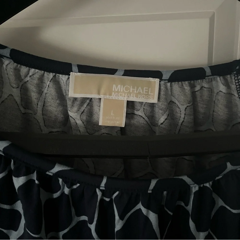 Michael Kors Navy Animal Print Blouse - Picture 3 of 4